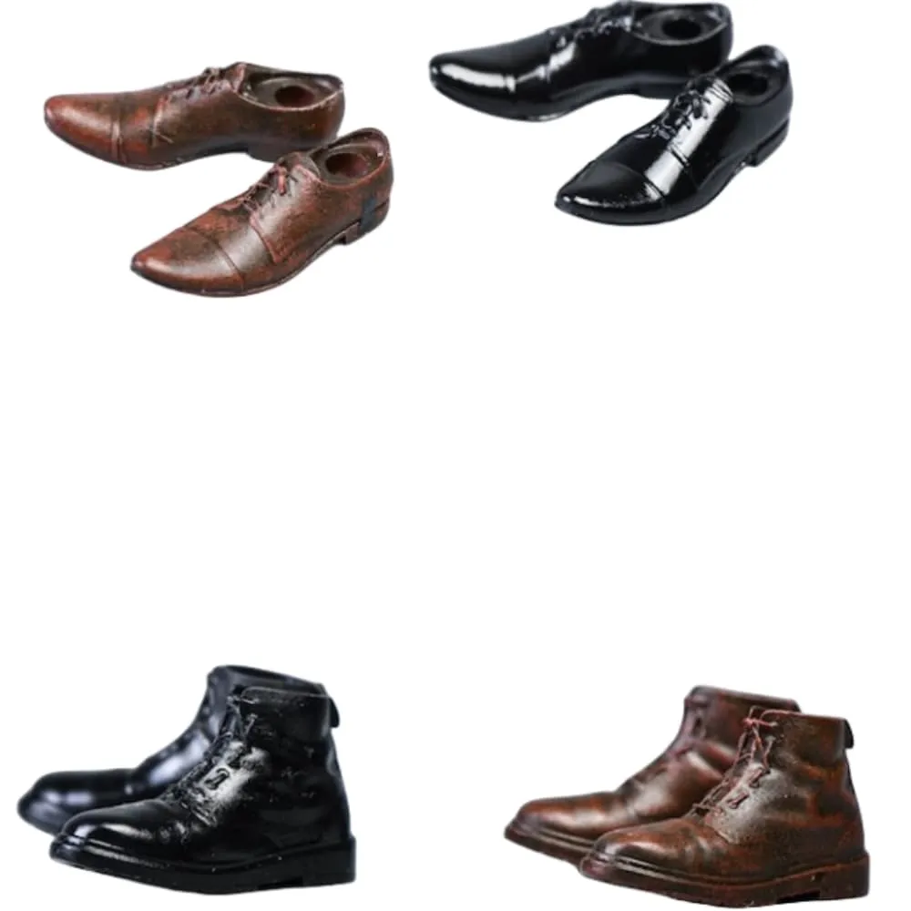 1/12 Scale Action Figure Accessory: Men's Leather Boots Shoes