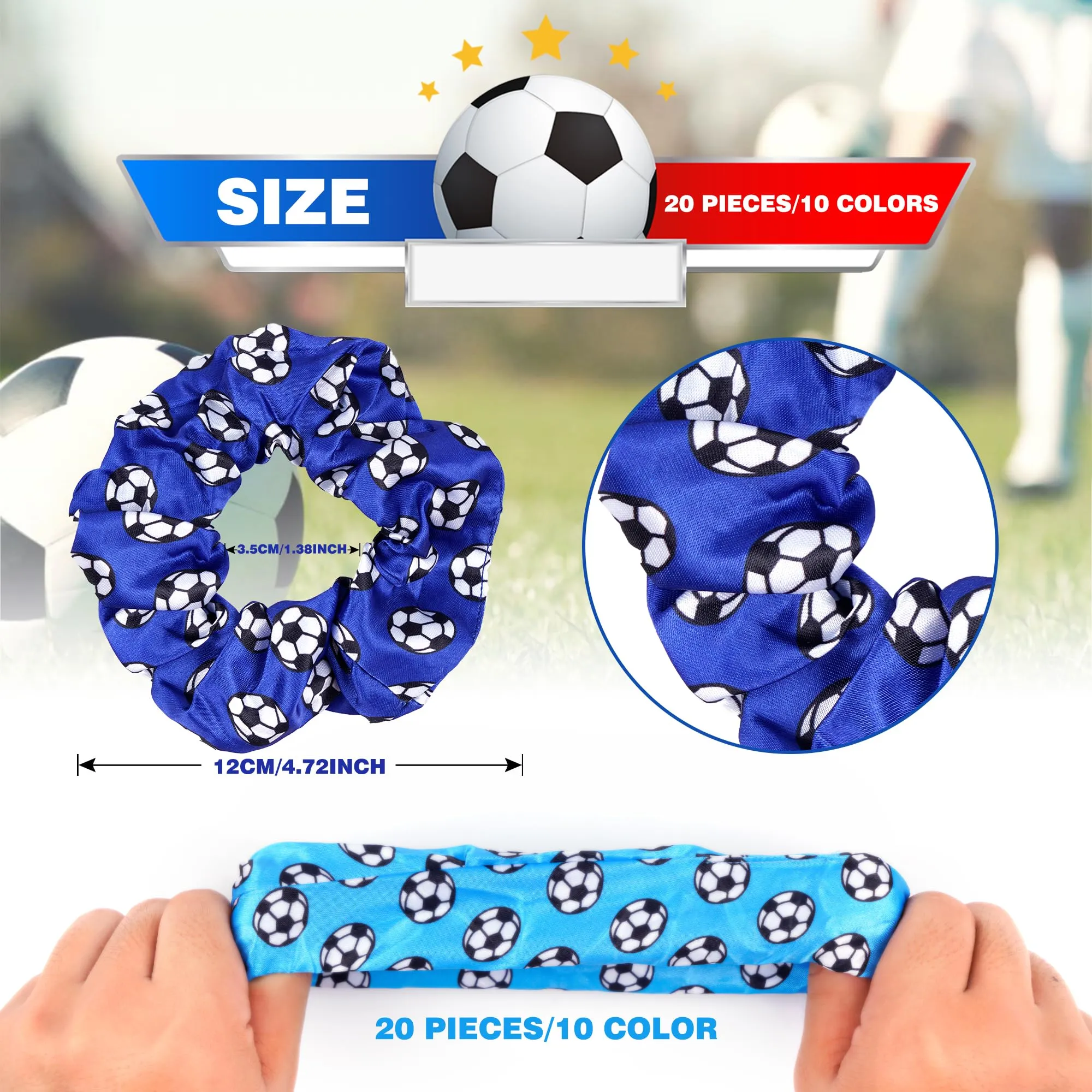 160 Pieces Soccer Team Gifts for Girls 20 Pieces Soccer Scrunchies Hair Ties,20 Pieces Soccer Bracelet,20 pieces Soccer Makeup Bag and 100 Pieces Soccer Stickers (Soccer)