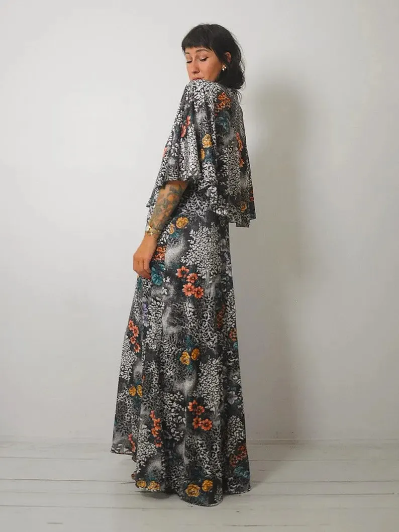 1970's Maxi Sundress w/ Cape