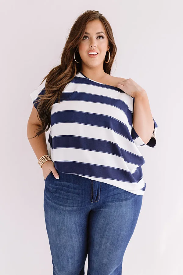 Act Casual Shift Top In Navy Curves