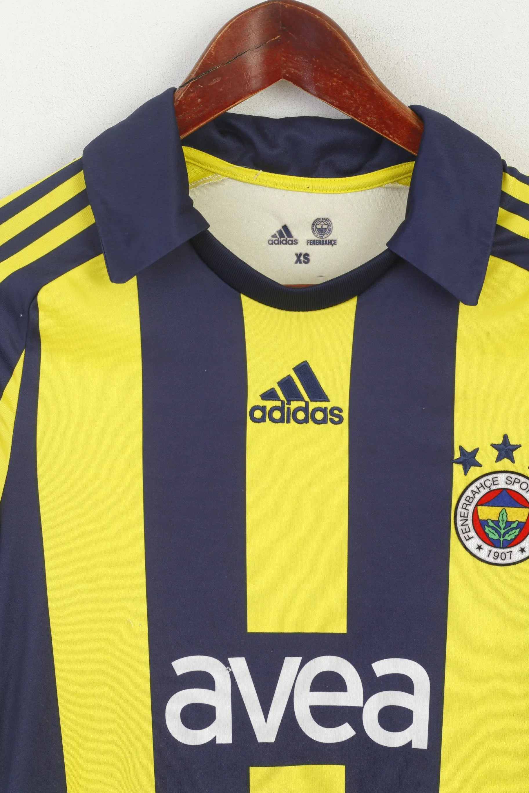 Adidas Fenerbahce Men XS Polo Shirt Navy Striped Football Spor Kulübü Turkish Top