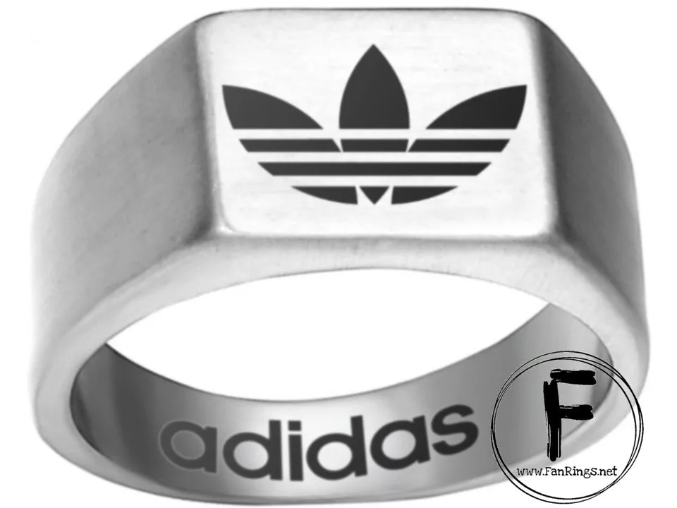 Adidas Logo Ring Adidas Gold Titanium Steel Band #adidas #shoes #brand #apparel