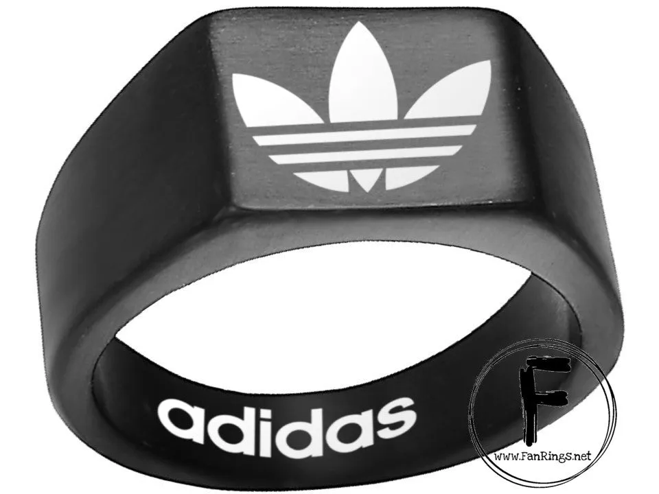 Adidas Logo Ring Adidas Gold Titanium Steel Band #adidas #shoes #brand #apparel