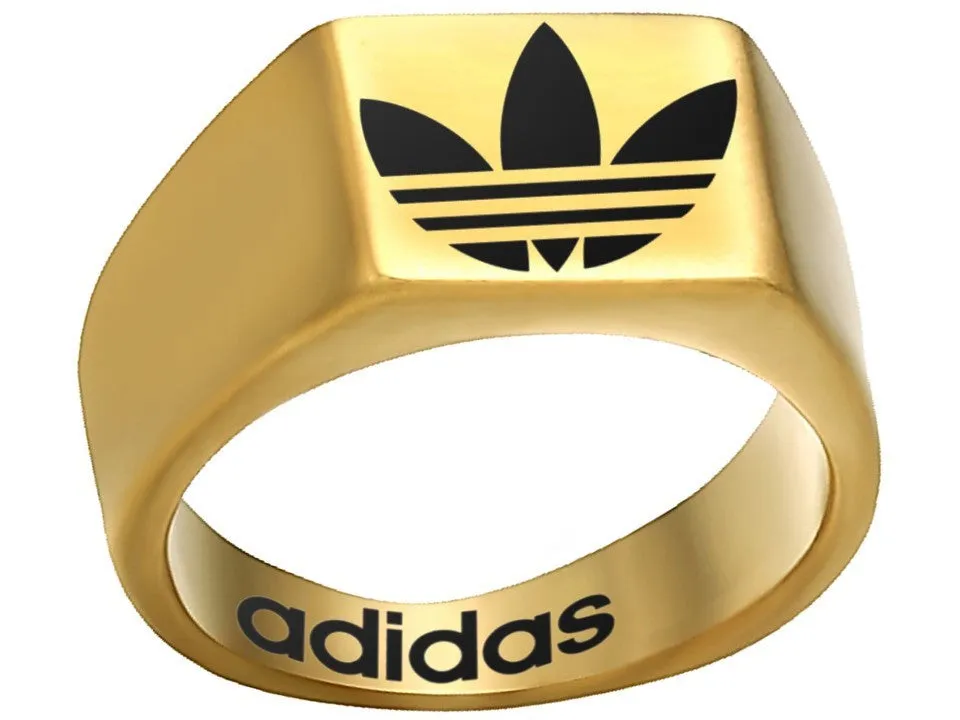 Adidas Logo Ring Adidas Gold Titanium Steel Band #adidas #shoes #brand #apparel