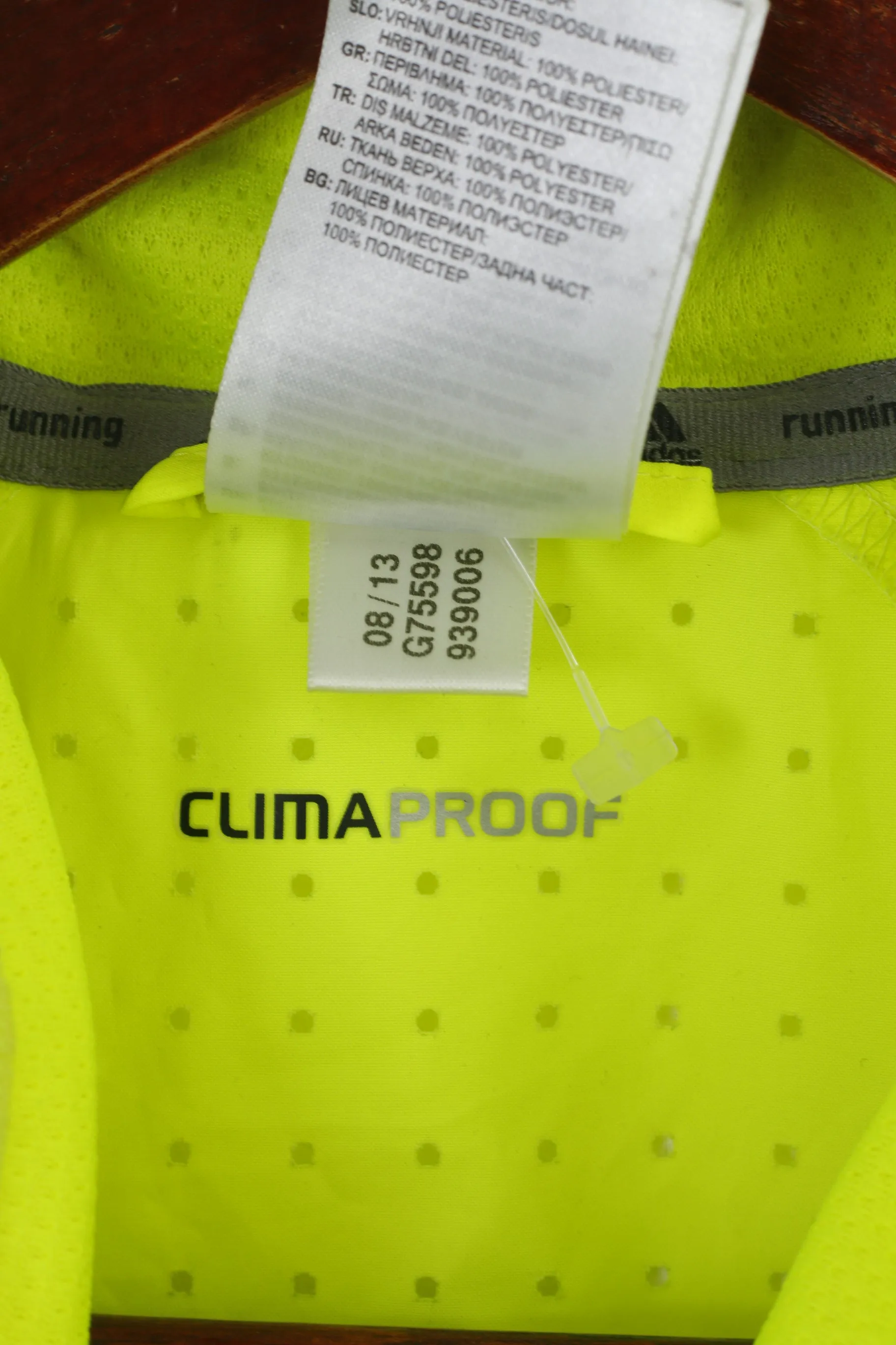 Adidas Men L Run Jacket Neon Yellow Running Dublin Marathon 2013 Climaproof Top