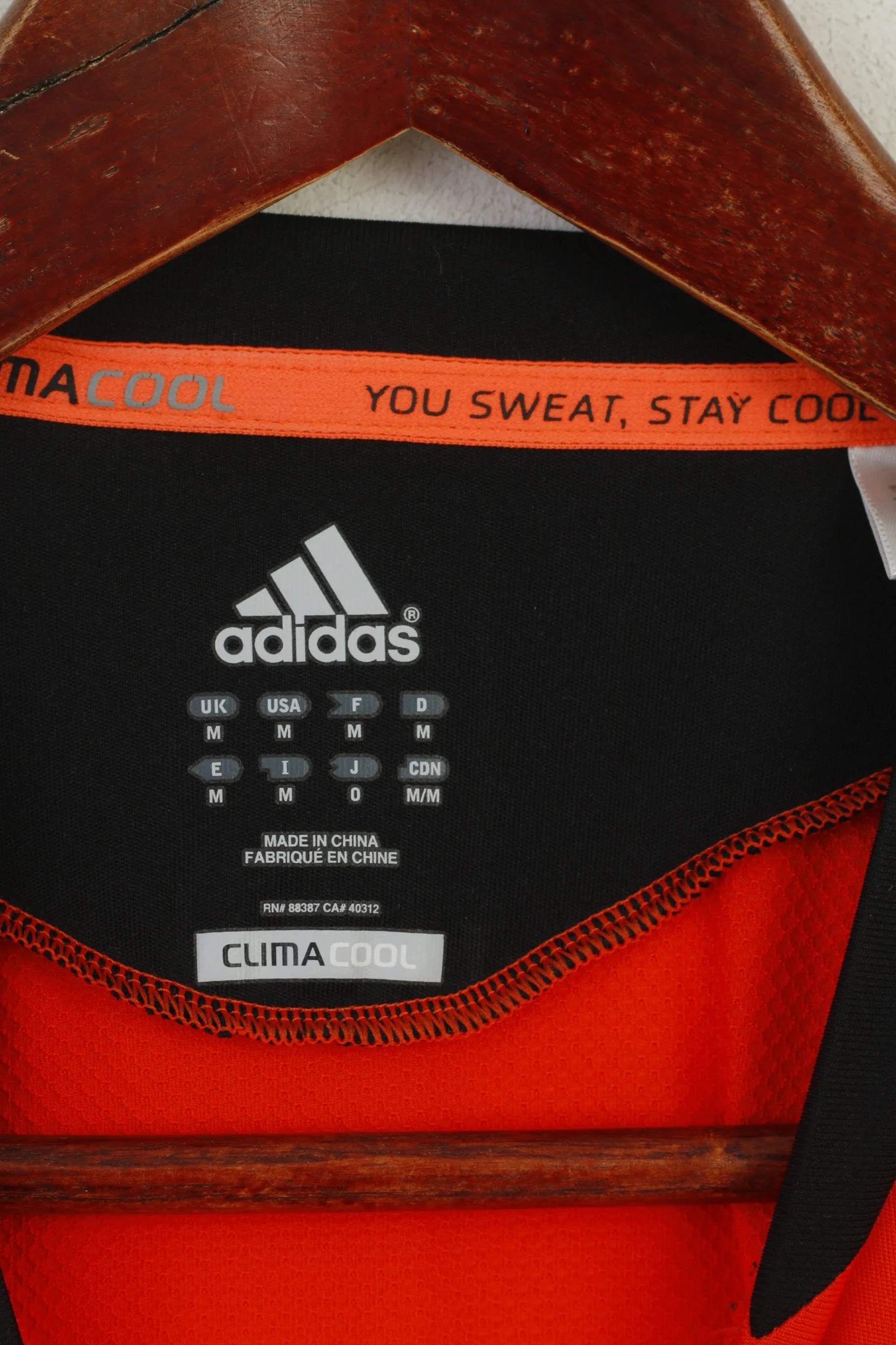 Adidas Men M Shirt Neon Orange Climacool Activewear Run Jersey Top