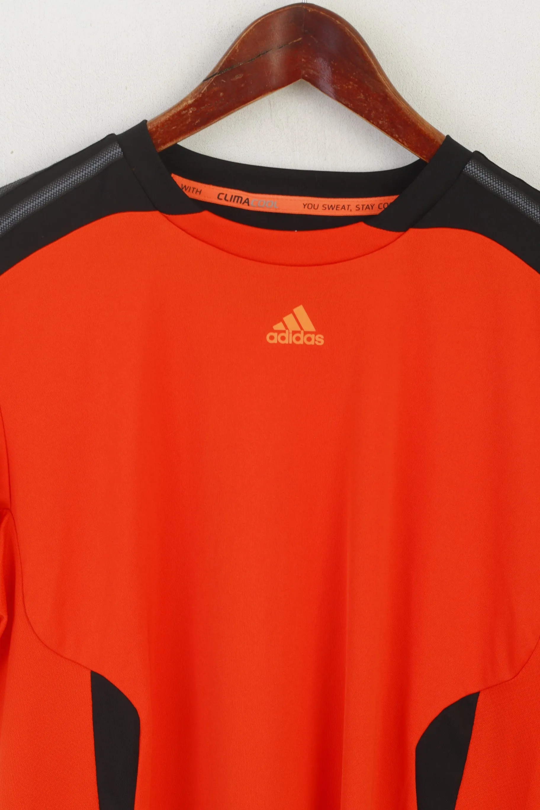 Adidas Men M Shirt Neon Orange Climacool Activewear Run Jersey Top