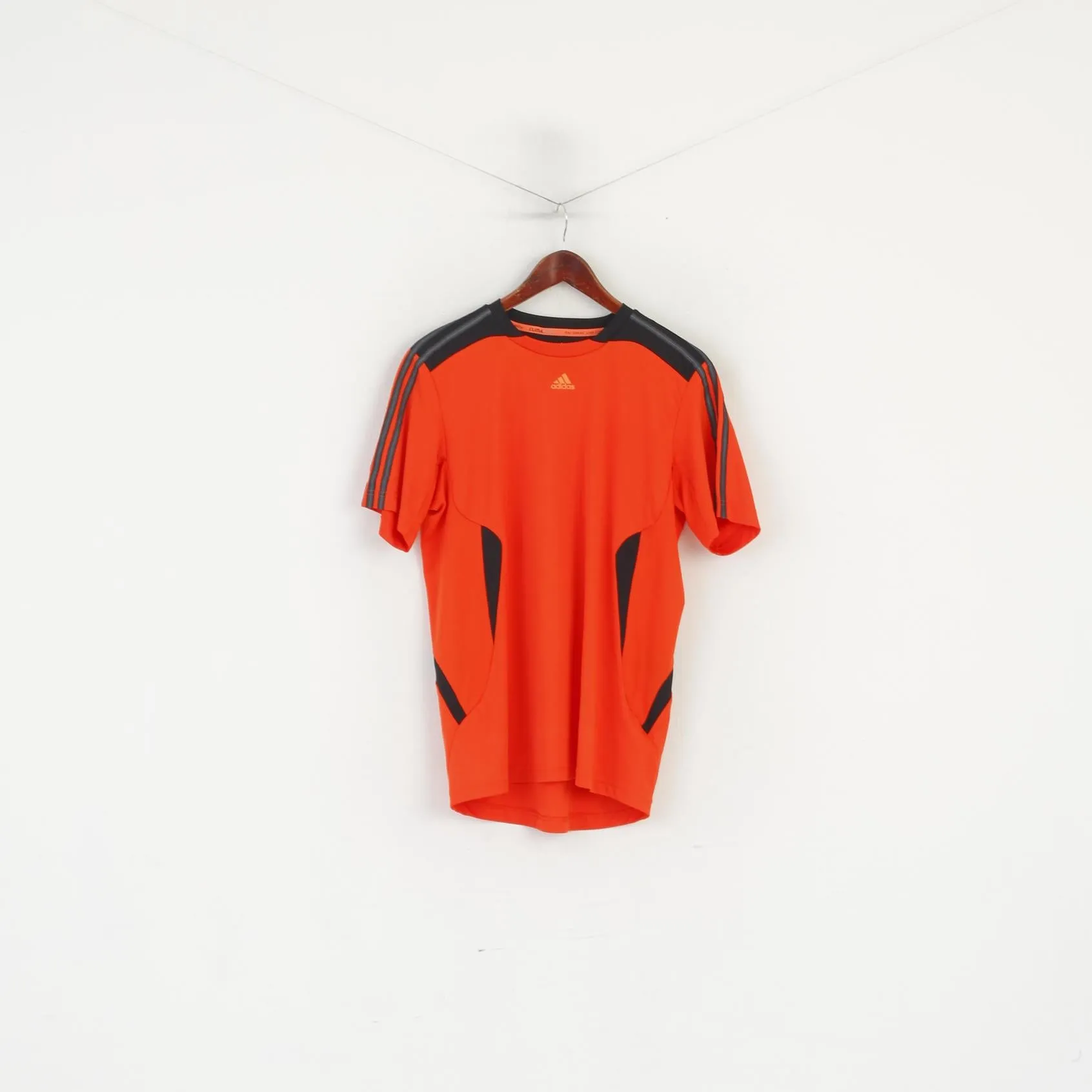 Adidas Men M Shirt Neon Orange Climacool Activewear Run Jersey Top