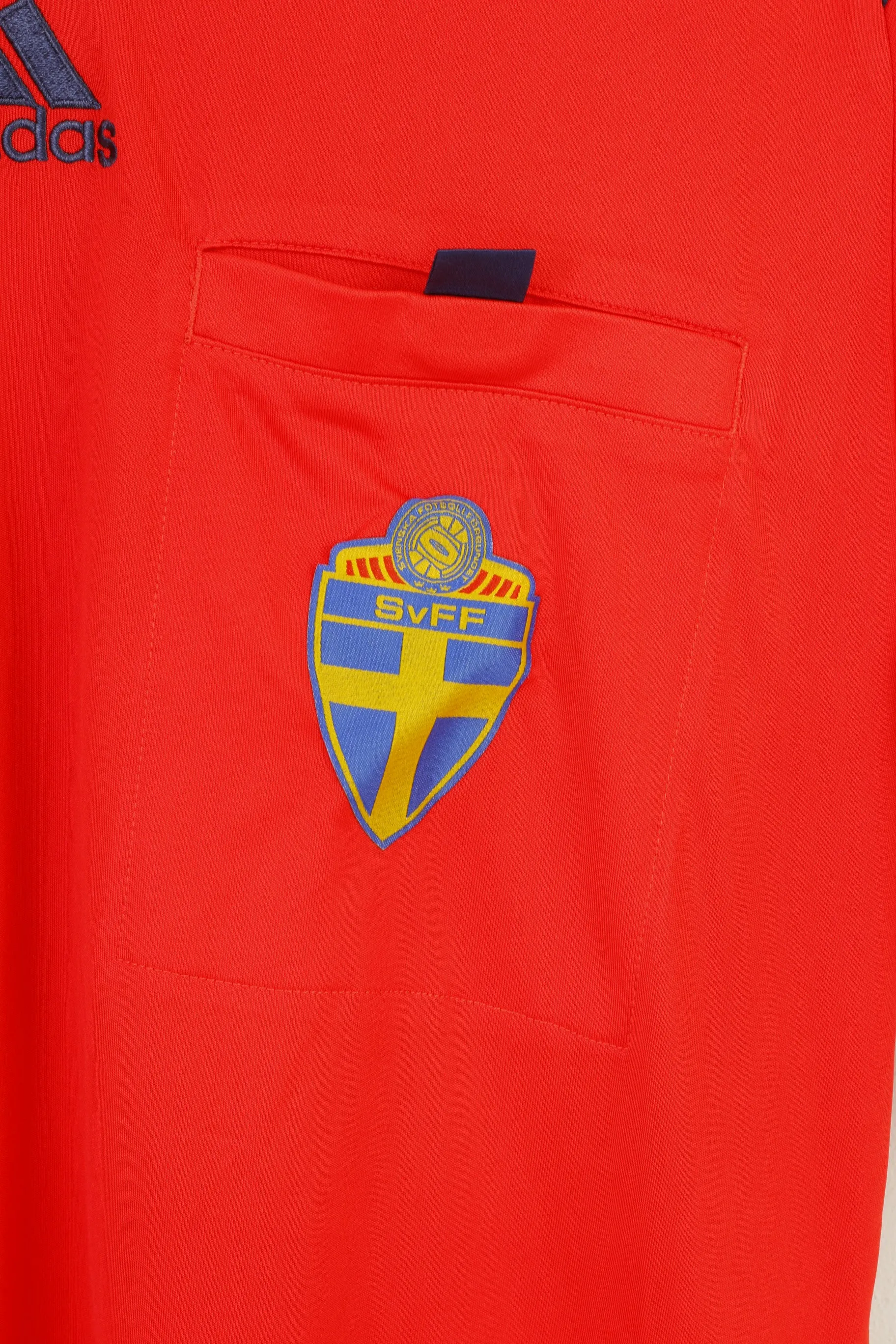 Adidas Men M Shirt Red Football Club Svenska Fotbollförbundet Crew Neck Training Sportswear  Top