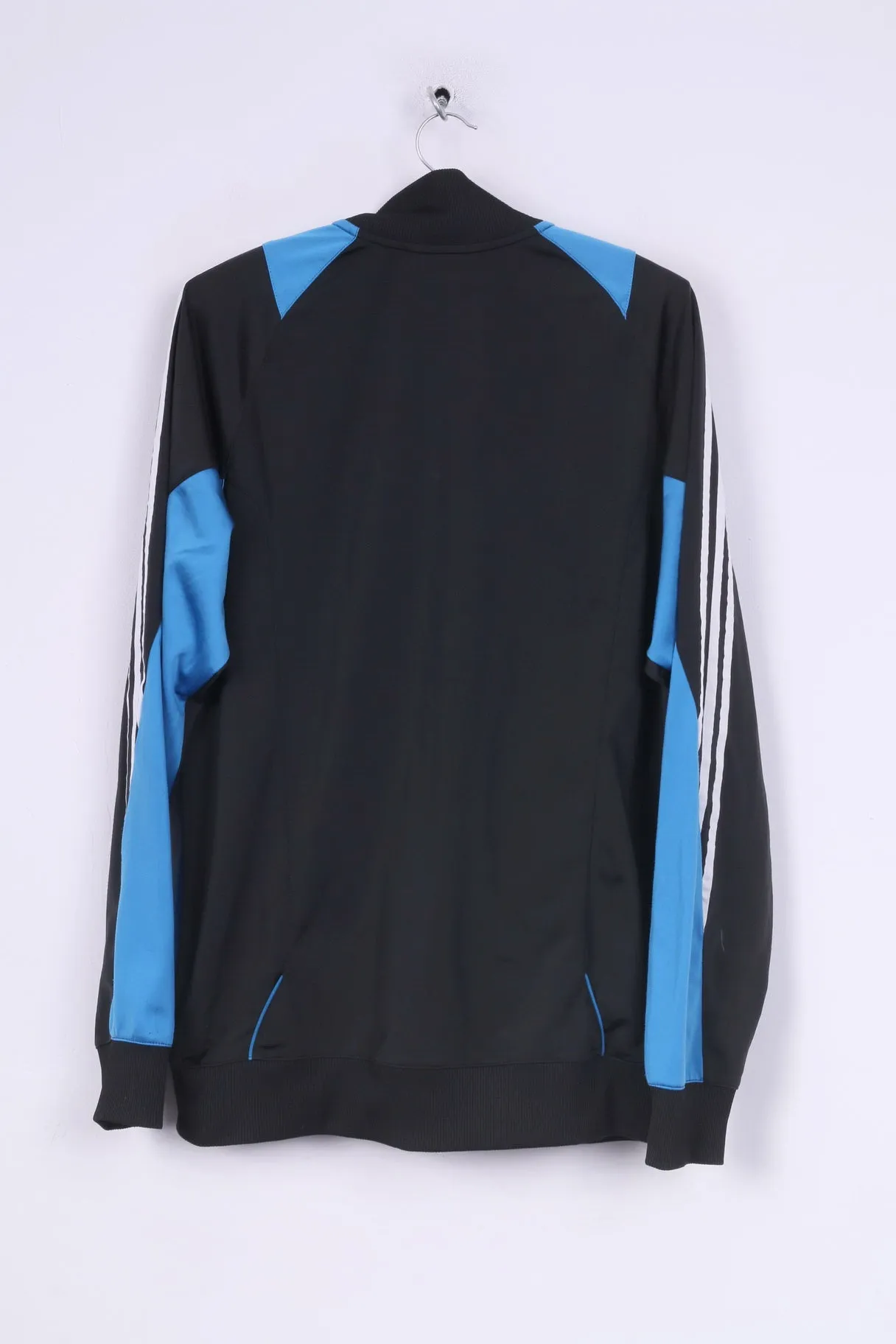 Adidas Mens 42/44 L Sweatshirt Shiny Full Zipper Sportswear Black Top