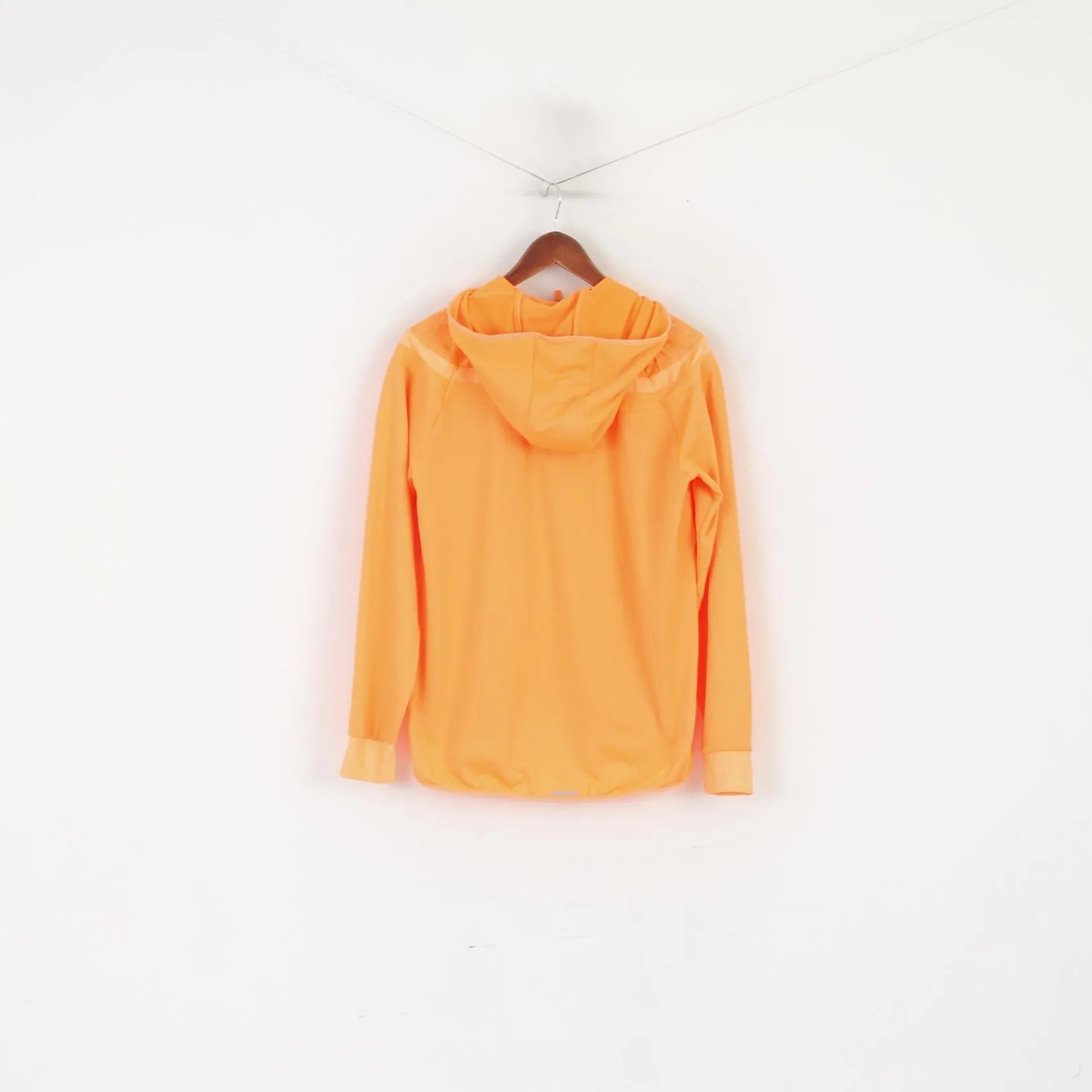 Adidas Running Women L Jacket Neon Orange Lightweight Zip Up Activewear Top