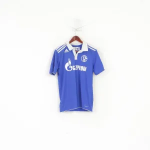 Adidas Schalke 04 Youth 170 15-16 Age Polo Shirt Blue Football Vintage Jersey Top