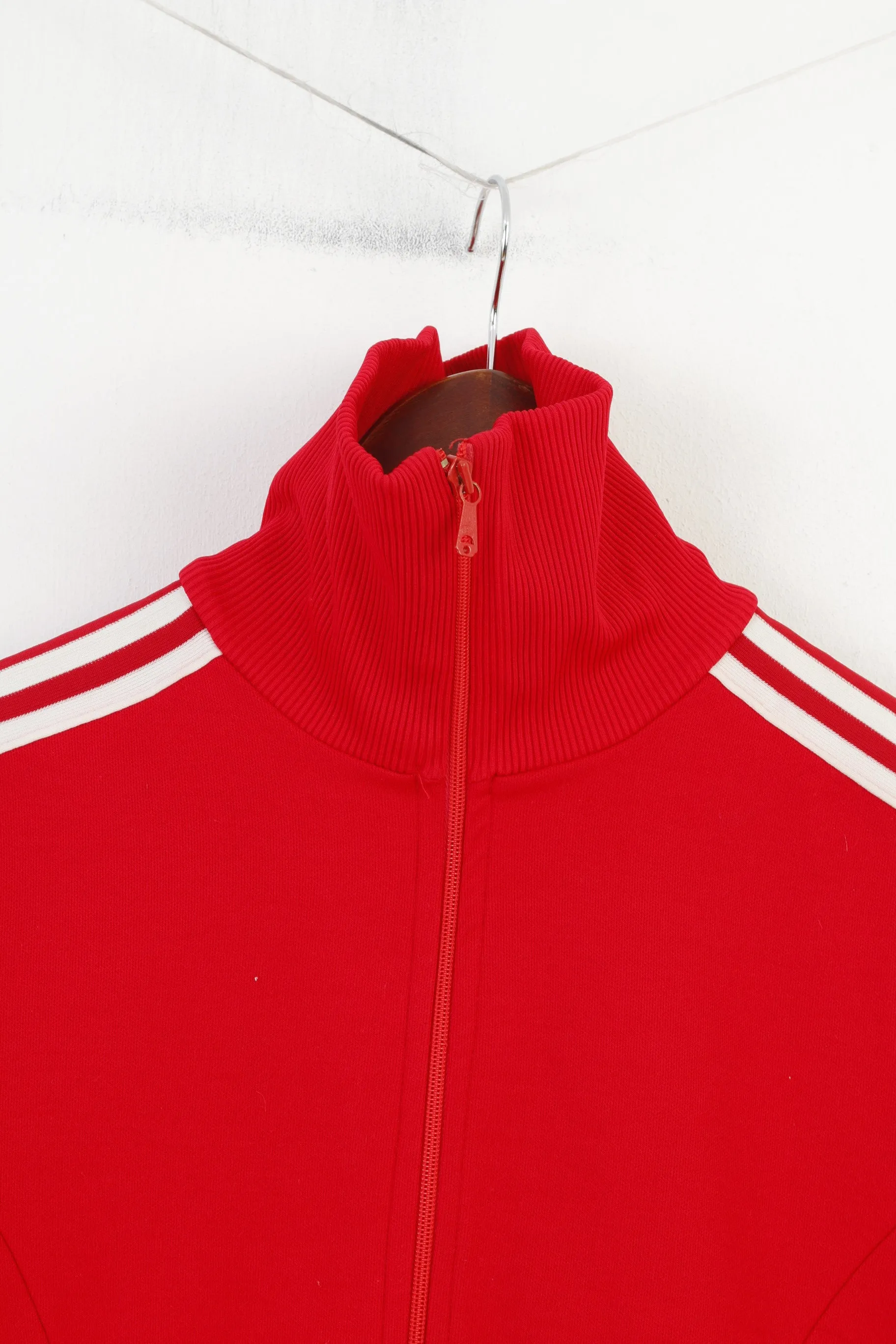 Adidas Women 44 M Sweatshirt Olympic Montreal 1976 Red Stretch Sportswear Yugoslavia Vintage Full Zipper Top