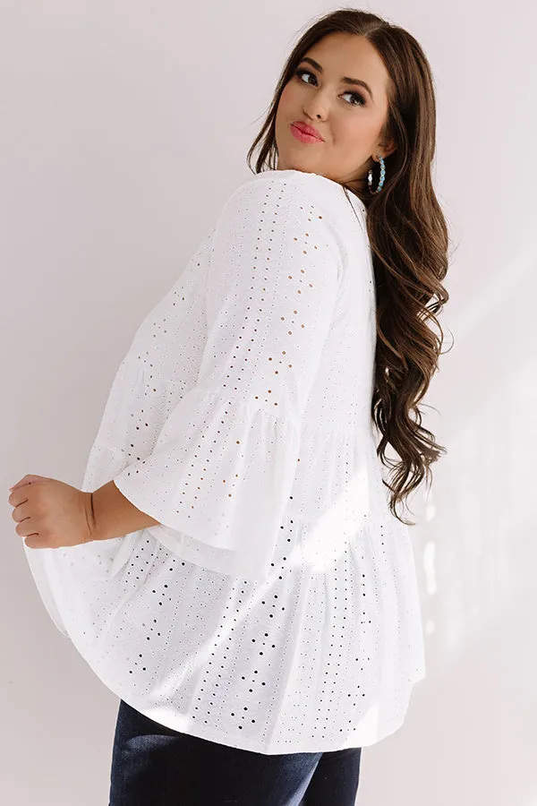 Amalfi Mood Eyelet Shift Top In White Curves