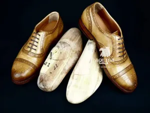 Aquila cap toe oxford brogue shoes