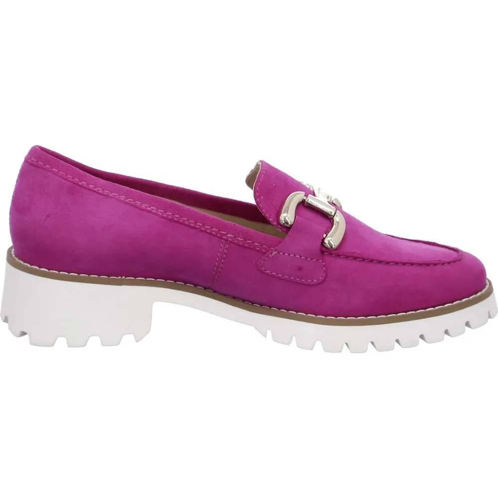 Ara Women's Kiana Buckle Loafer Pink Kid Suede