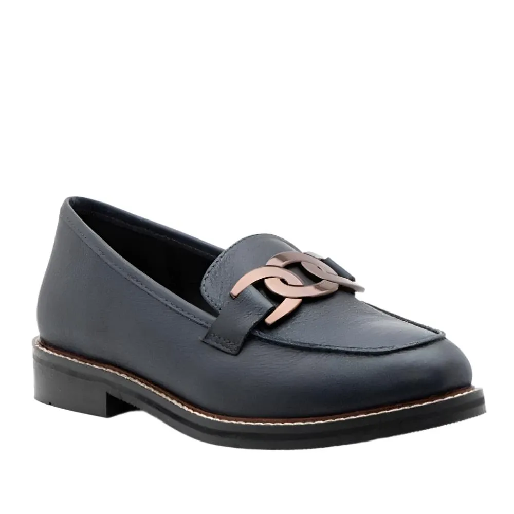 Ara Women's Kyle II Chain Loafer Navy Calf Leather