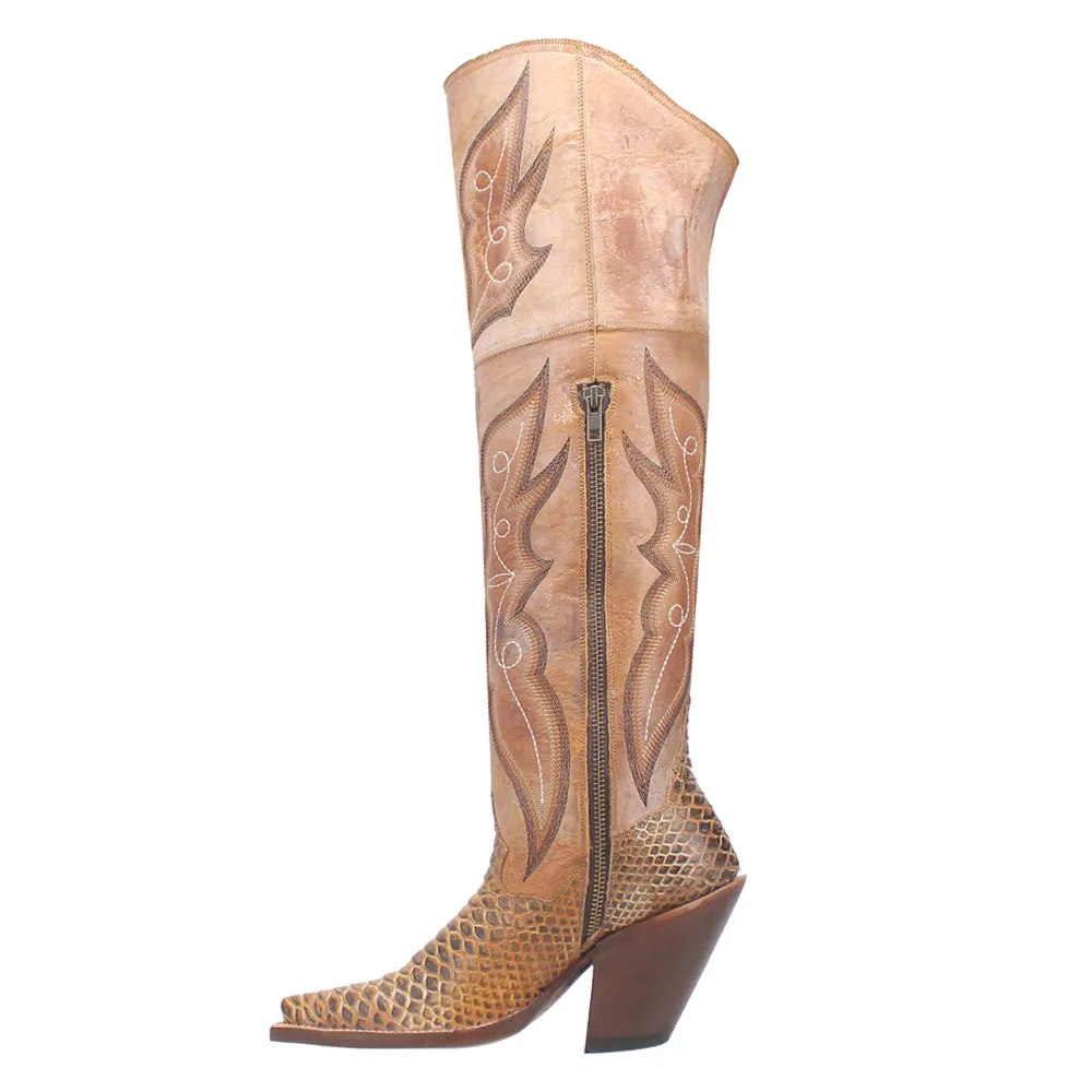 Aretha Embroidery Python Print Snip Toe Cowboy Boots