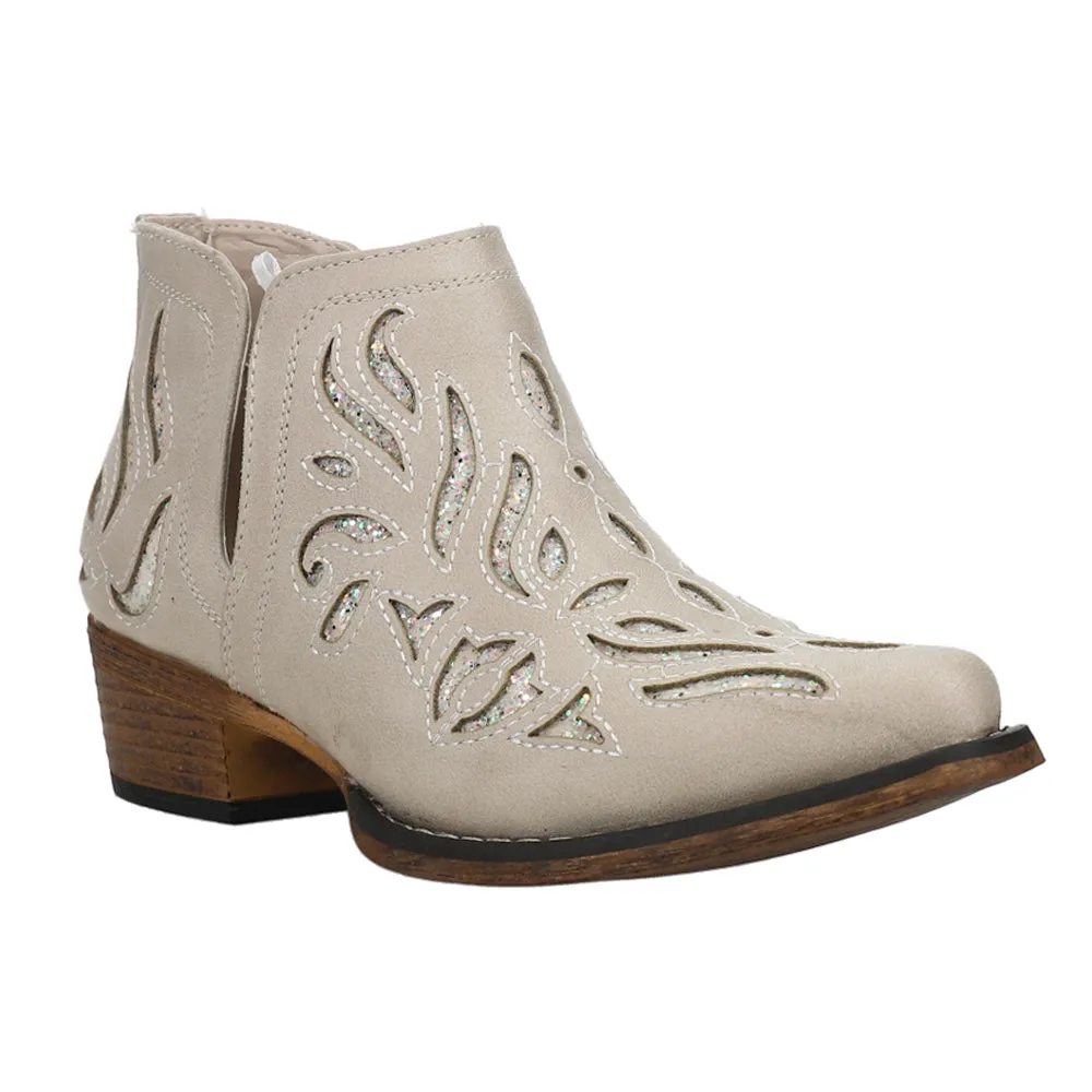 Ava Glitz Tooled-Inlay Snip Toe Cowboy Booties