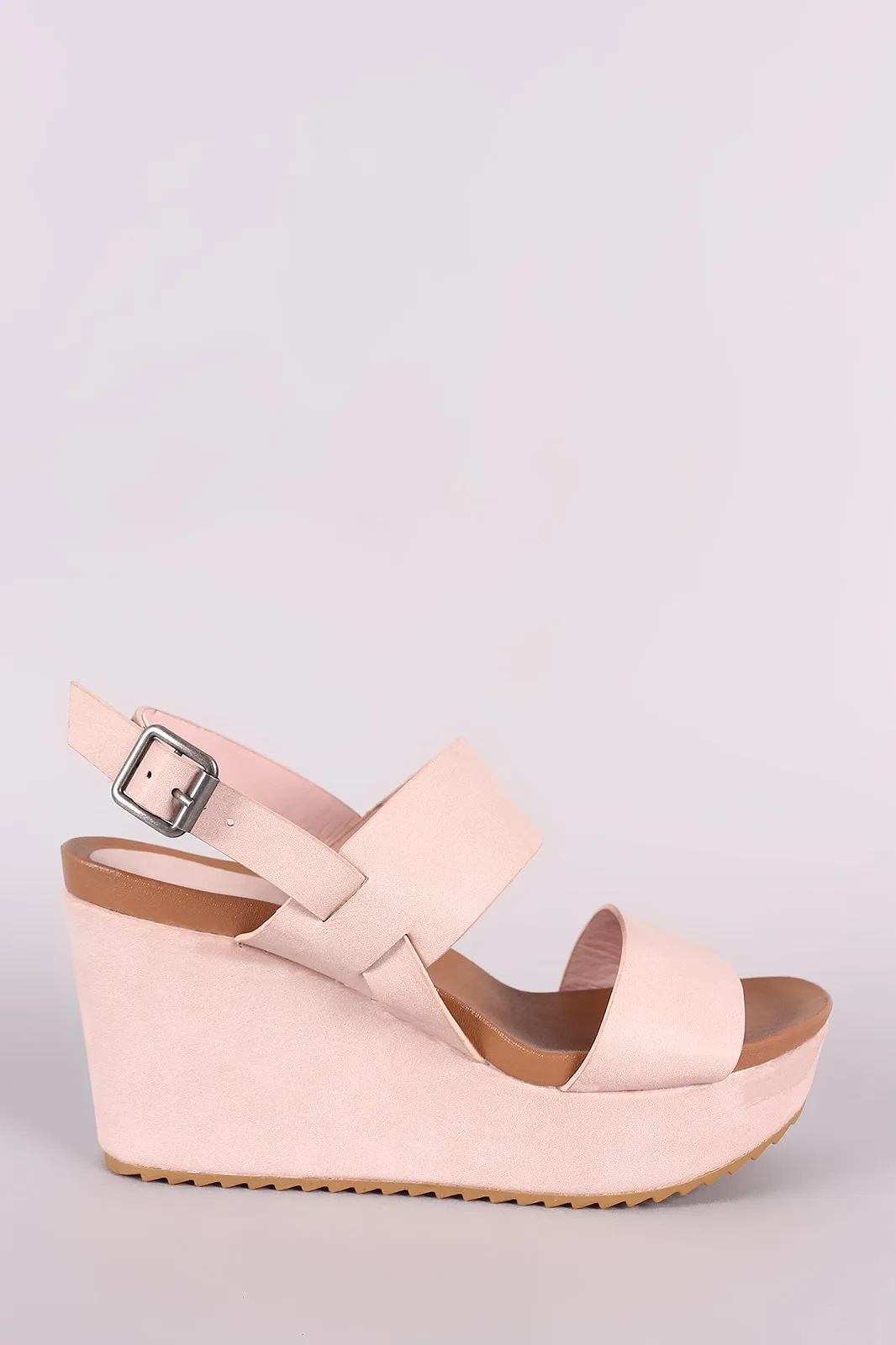 Bamboo Double Band Slingback Platform Wedge