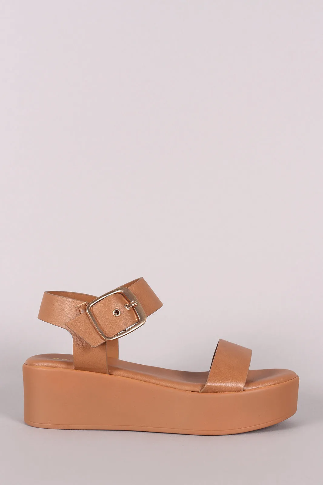 Bamboo Vegan Leather Open Toe Platform Wedge