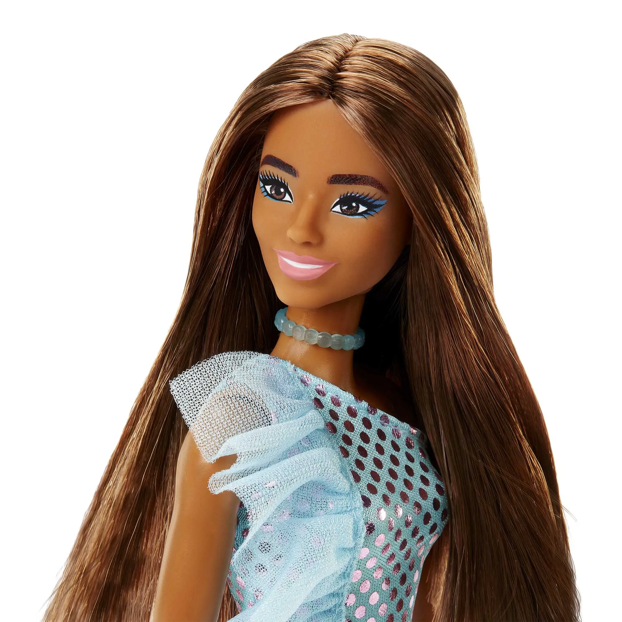 Barbie Doll, Kids Toys And Gifts, Brunette in Teal Metallic Dress