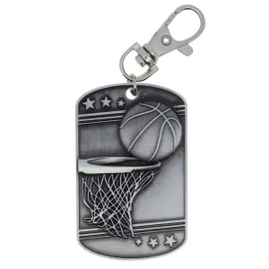 Basketball Dog Tag Zipper Pull Silver