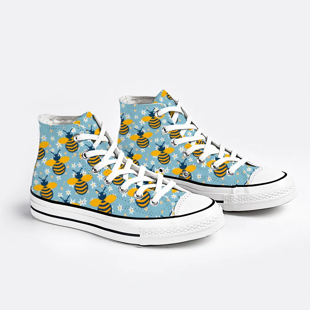 Bees Garden Collection - Classic Unisex High Top Canvas Sneakers