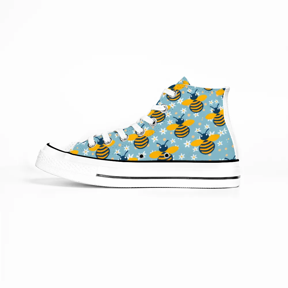 Bees Garden Collection - Classic Unisex High Top Canvas Sneakers