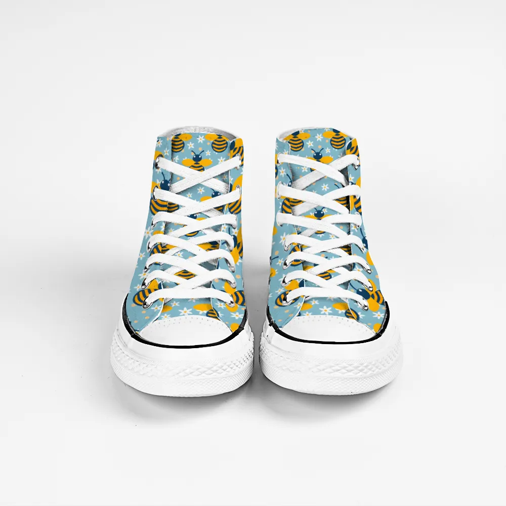 Bees Garden Collection - Classic Unisex High Top Canvas Sneakers