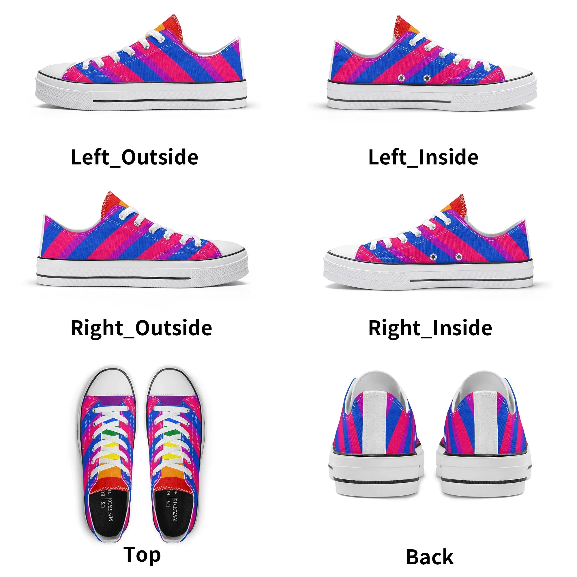 Bisexual Pride Collection - Womens Classic Low Top Canvas Shoes for the LGBTQIA  community