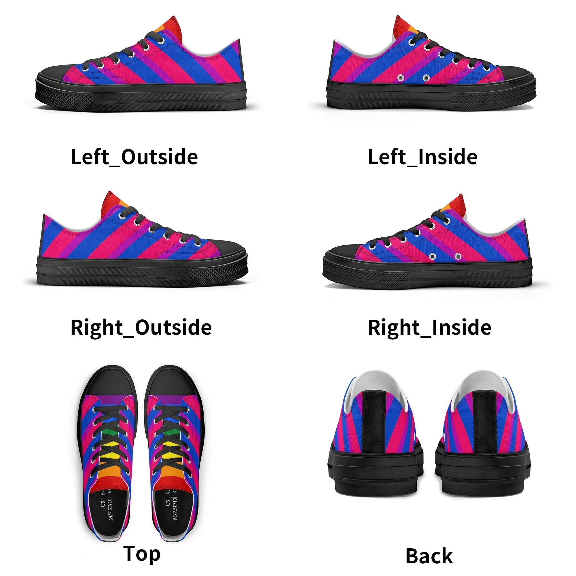 Bisexual Pride Collection - Womens Classic Low Top Canvas Shoes for the LGBTQIA  community