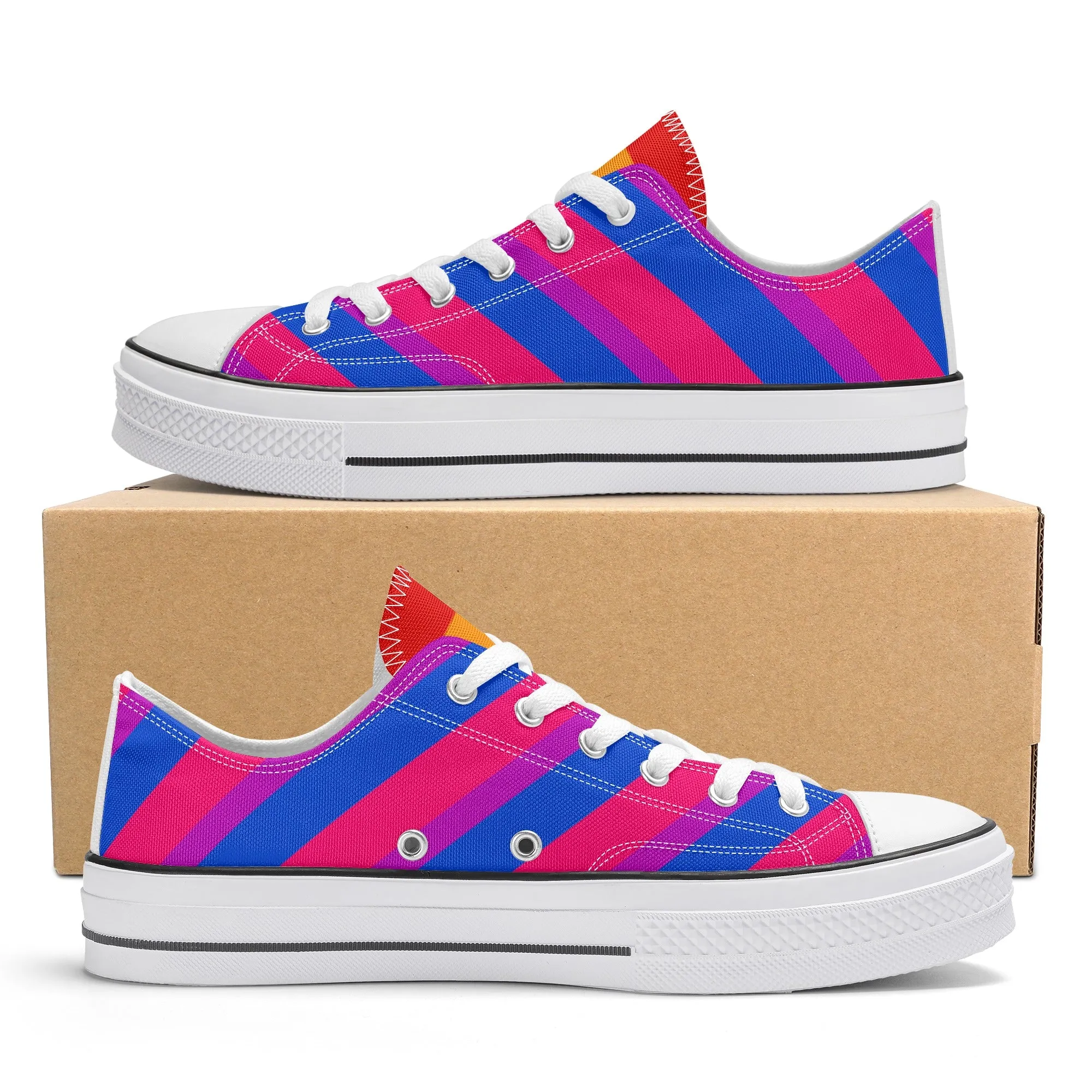 Bisexual Pride Collection - Womens Classic Low Top Canvas Shoes for the LGBTQIA  community