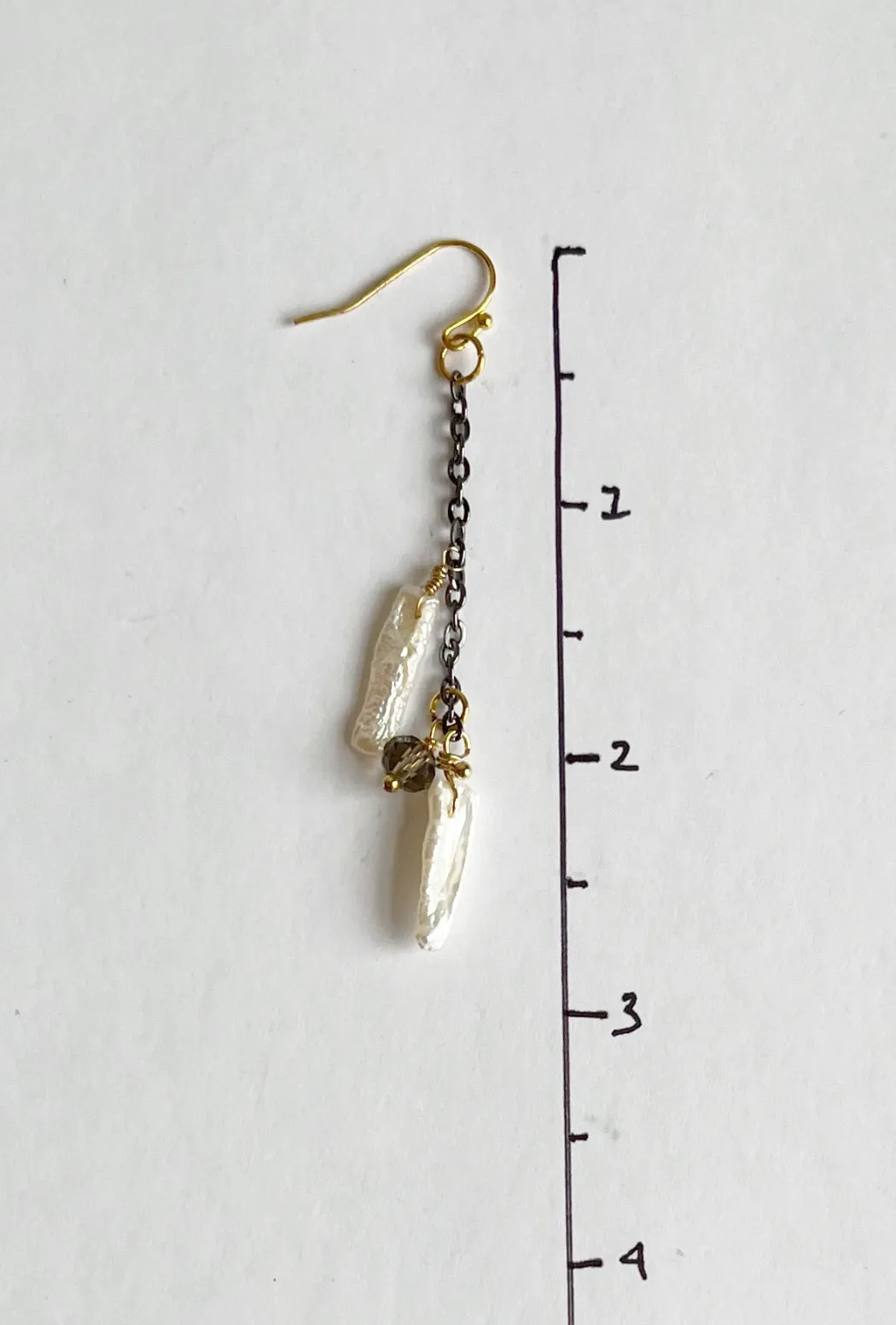 Biwa Pearl Mix-Metal Earrings