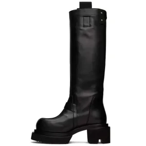 Black Leather Mid Calf Boots