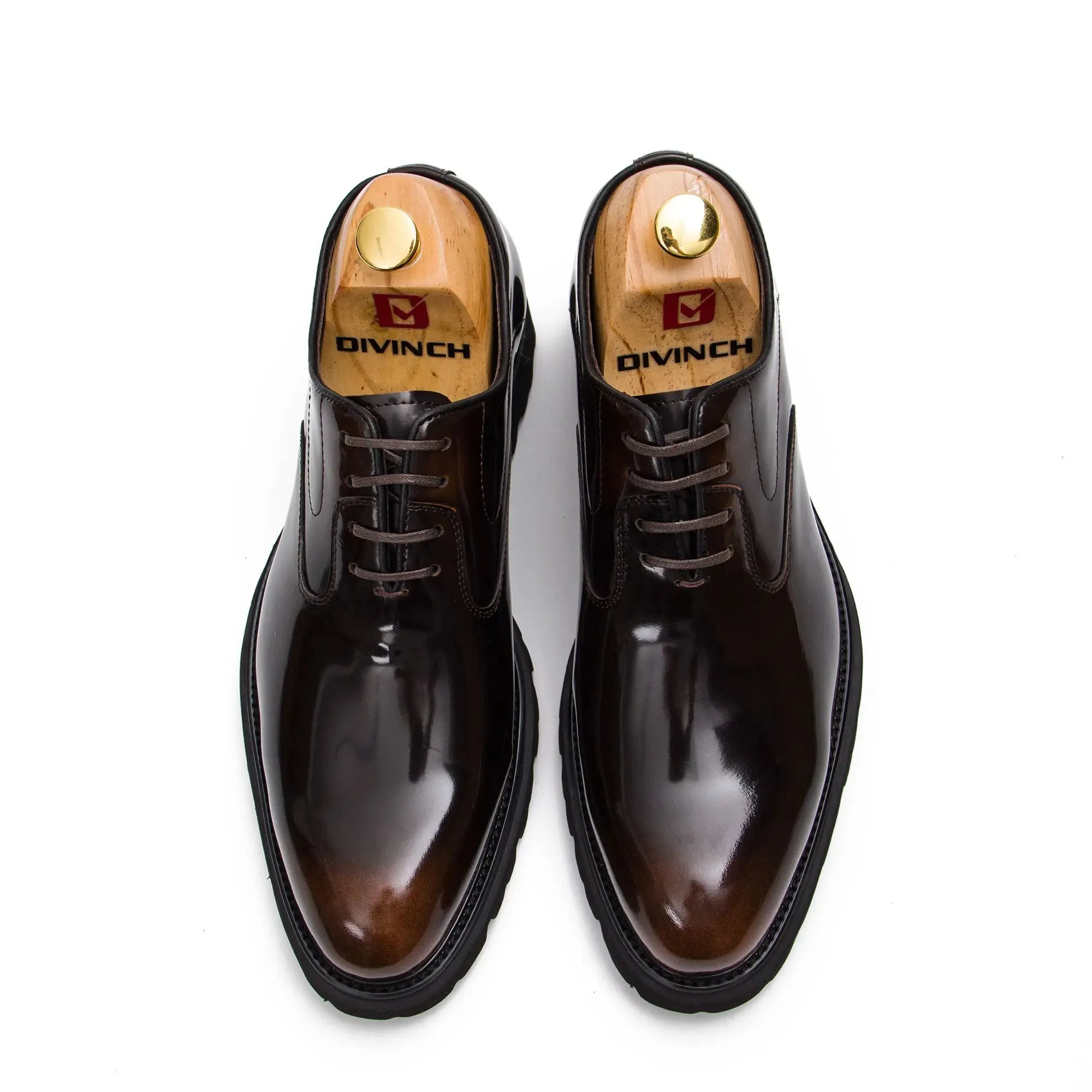 Black leather oxford shoes with rubber sole