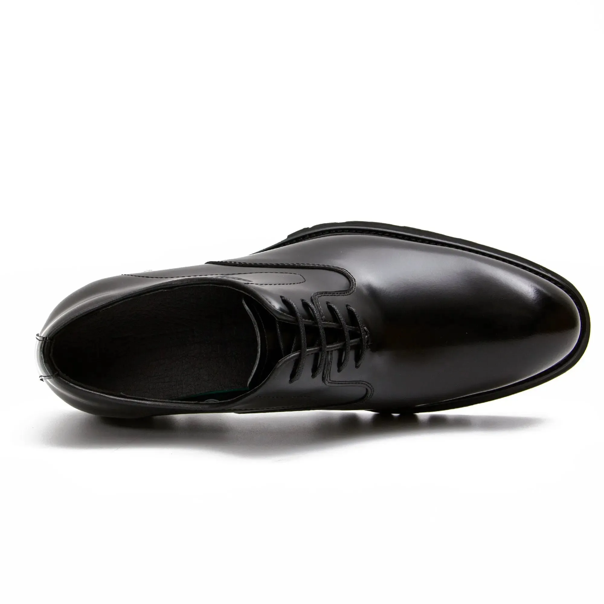 Black leather oxford shoes with rubber sole