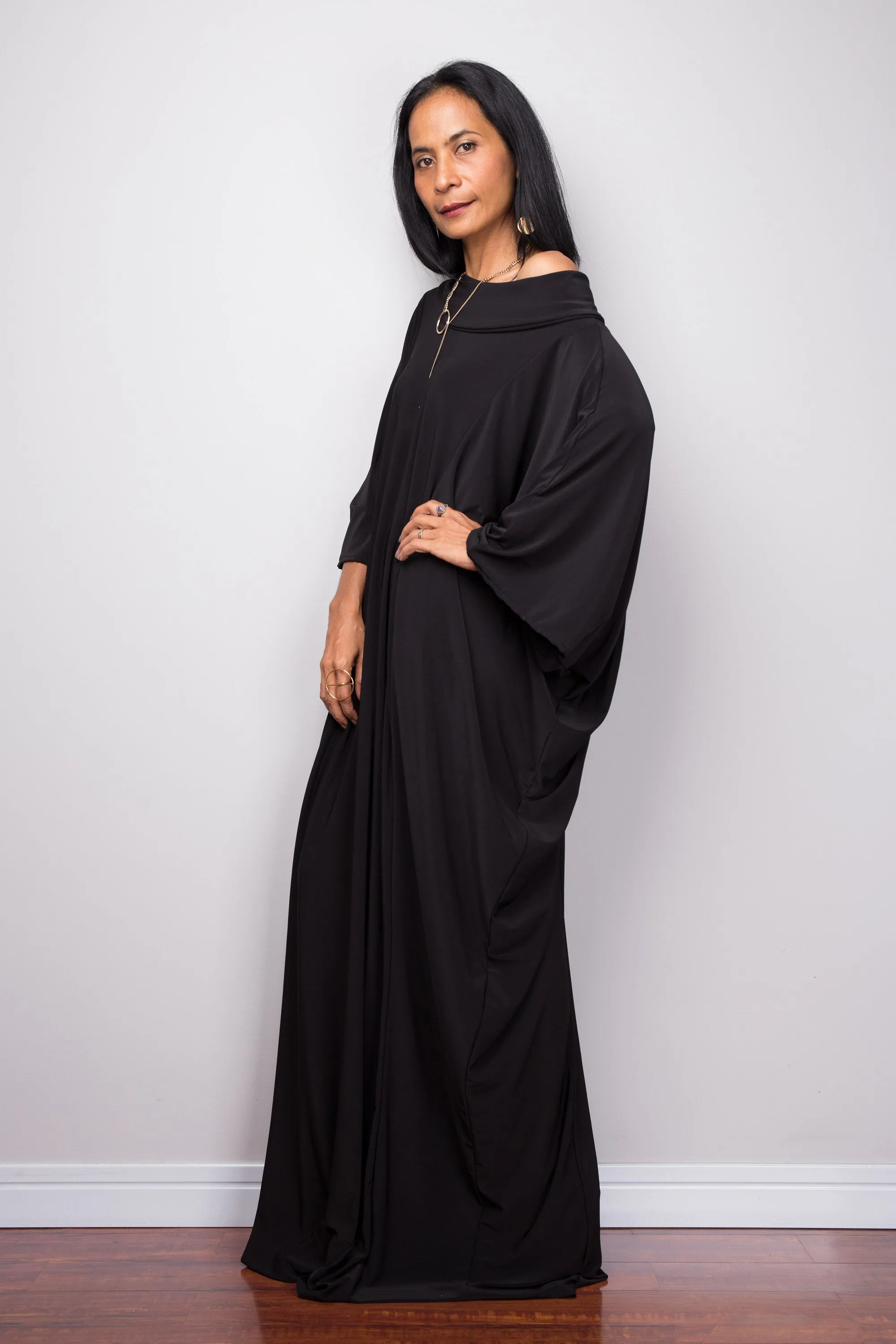 Black Modest Kaftan Dress