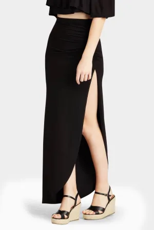 Black Side Split Maxi Skirt