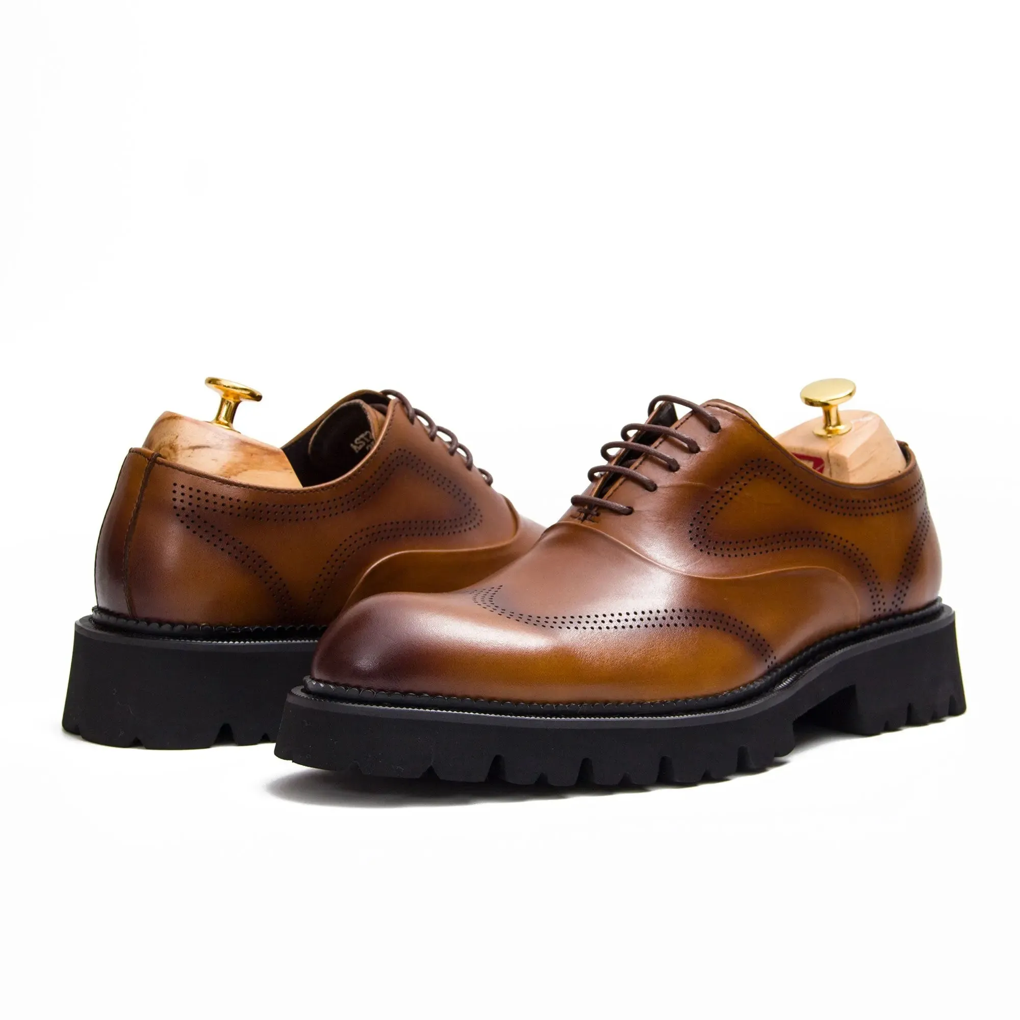 Black thick sole oxford shoes