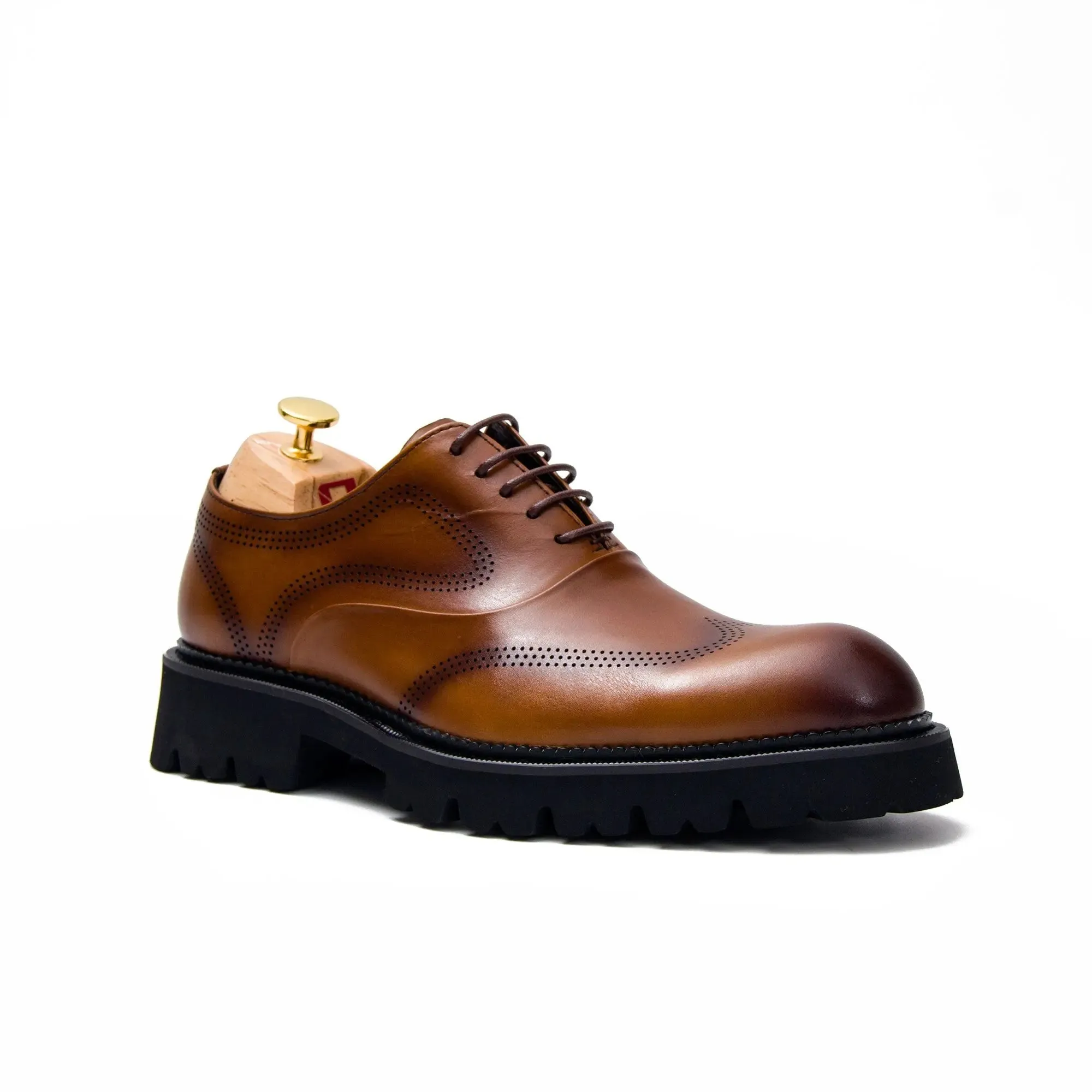 Black thick sole oxford shoes