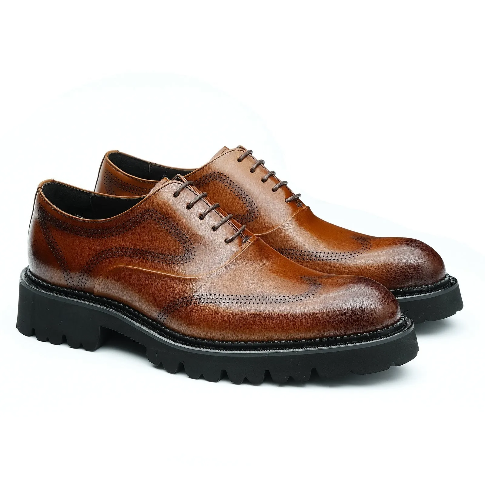 Black thick sole oxford shoes