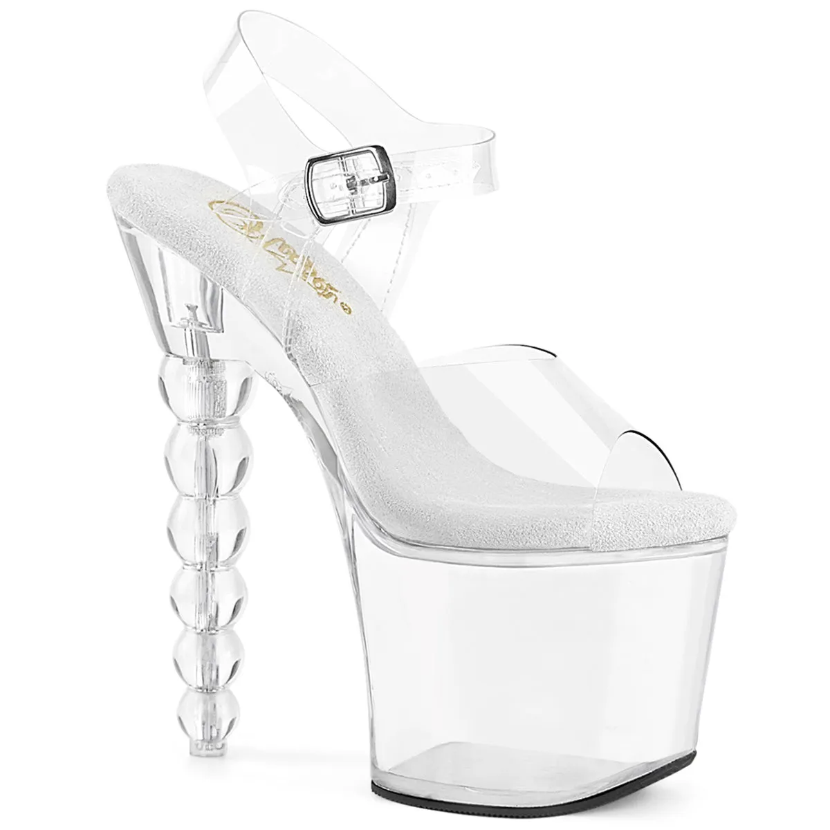 BLISS-708 Clear 7 Inch Beaded Heel Pole Dancing Shoe