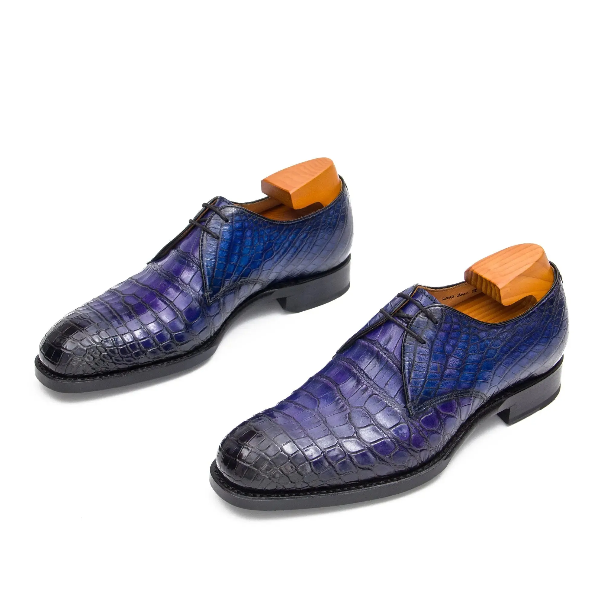 Blue Crocodile Leather Derby Shoes