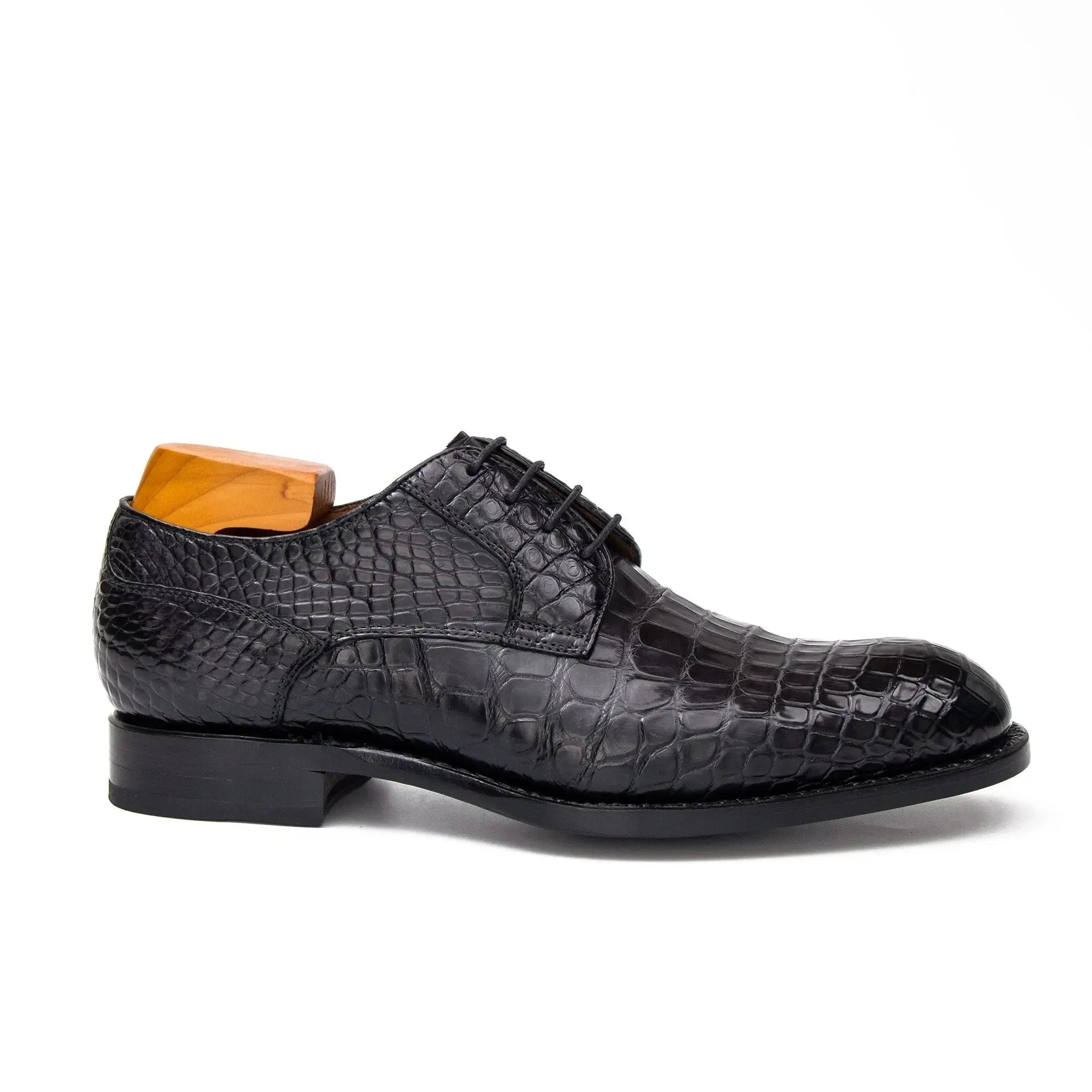 Blue Crocodile Leather Derby Shoes