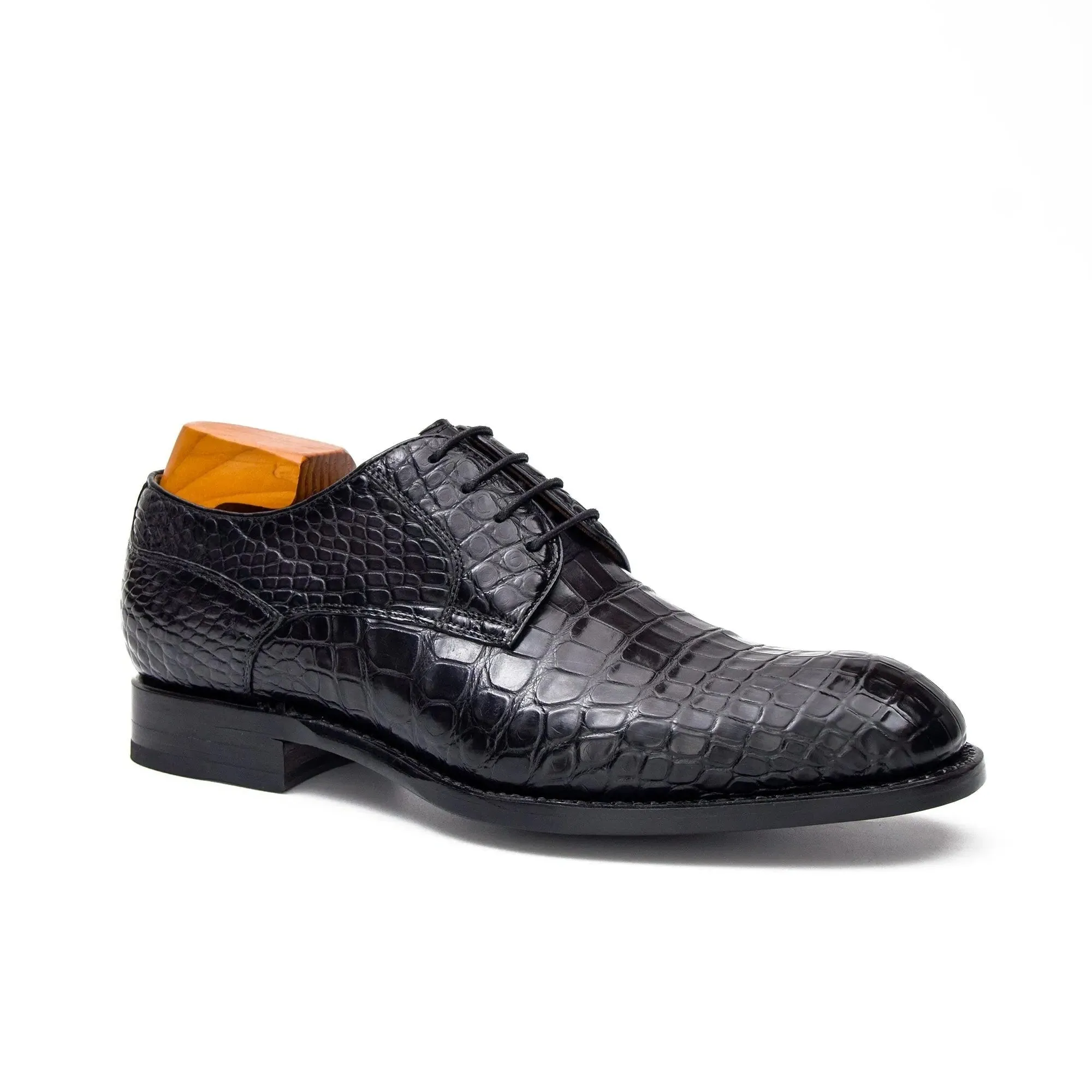 Blue Crocodile Leather Derby Shoes