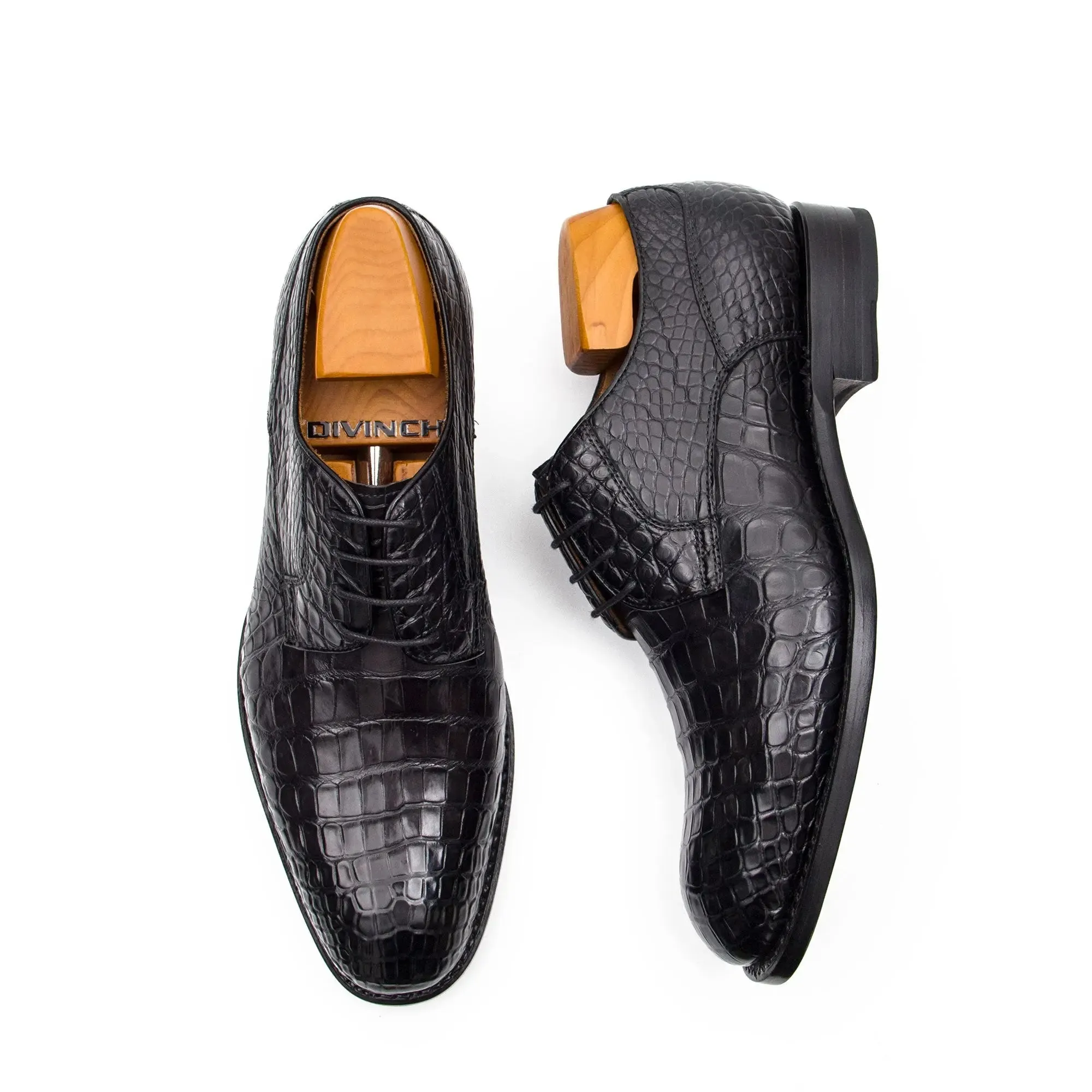 Blue Crocodile Leather Derby Shoes