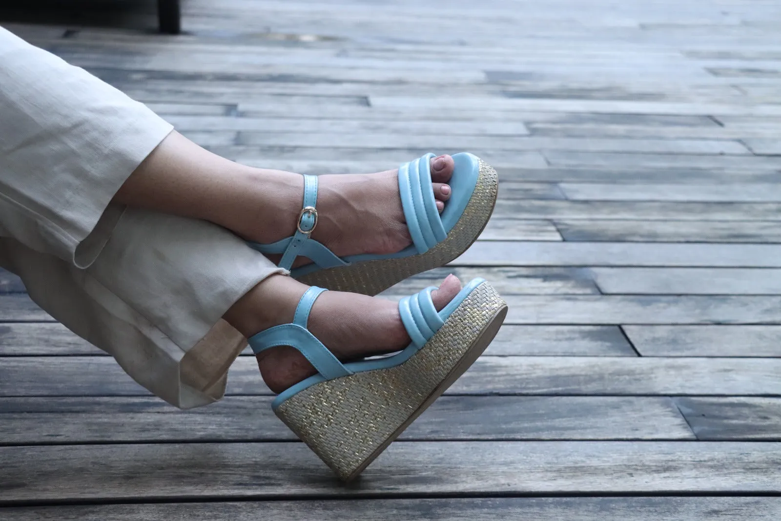 Blue Pretty Chic Wedges for Women