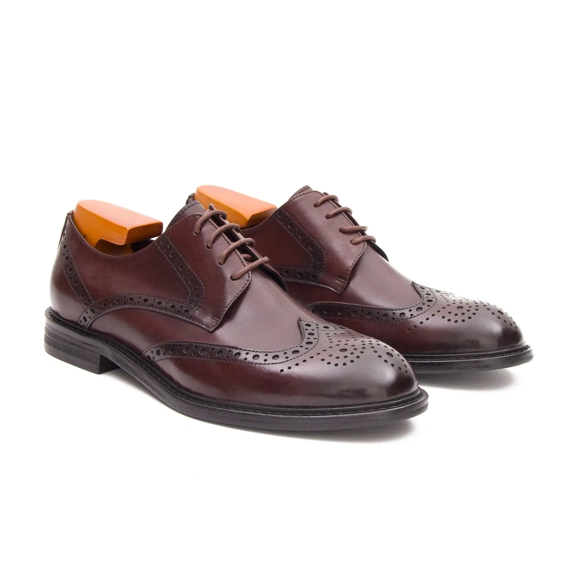 Brogue Carved Leather Derby Shoes 668-23