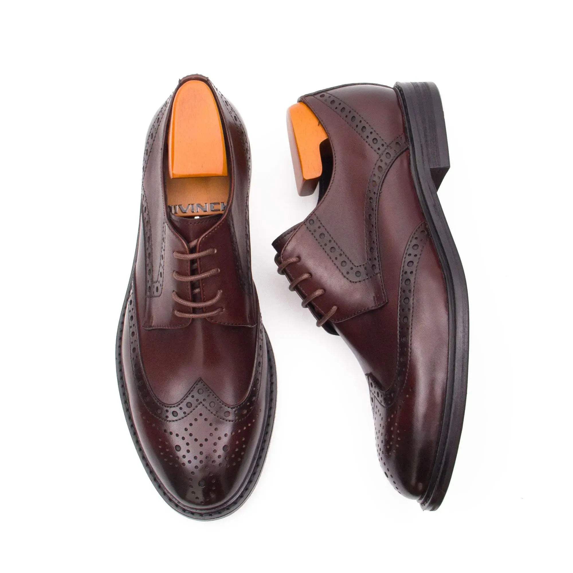 Brogue Carved Leather Derby Shoes 668-23